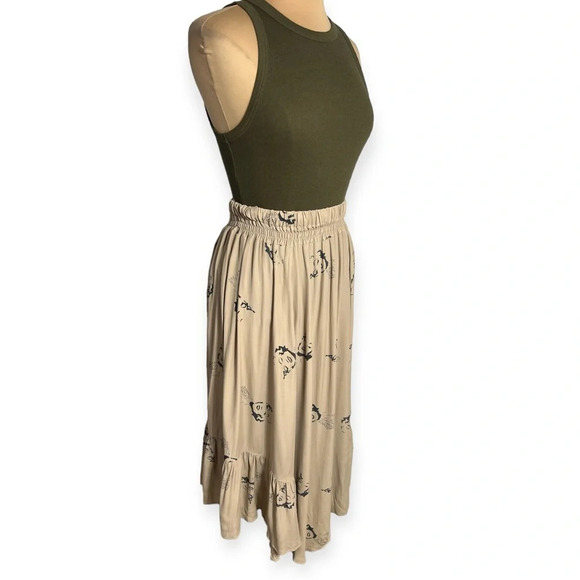 Vintage Miss Mod Marilyn Monroe print midi skirt tan black size 6/Medium - Picture 4 of 13